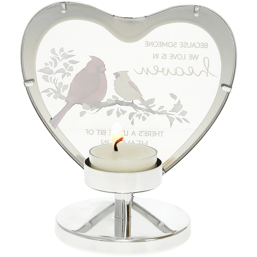 HEAVEN IN OUR HOME 5" GLASS HEART TEA LIGHT HOLDER