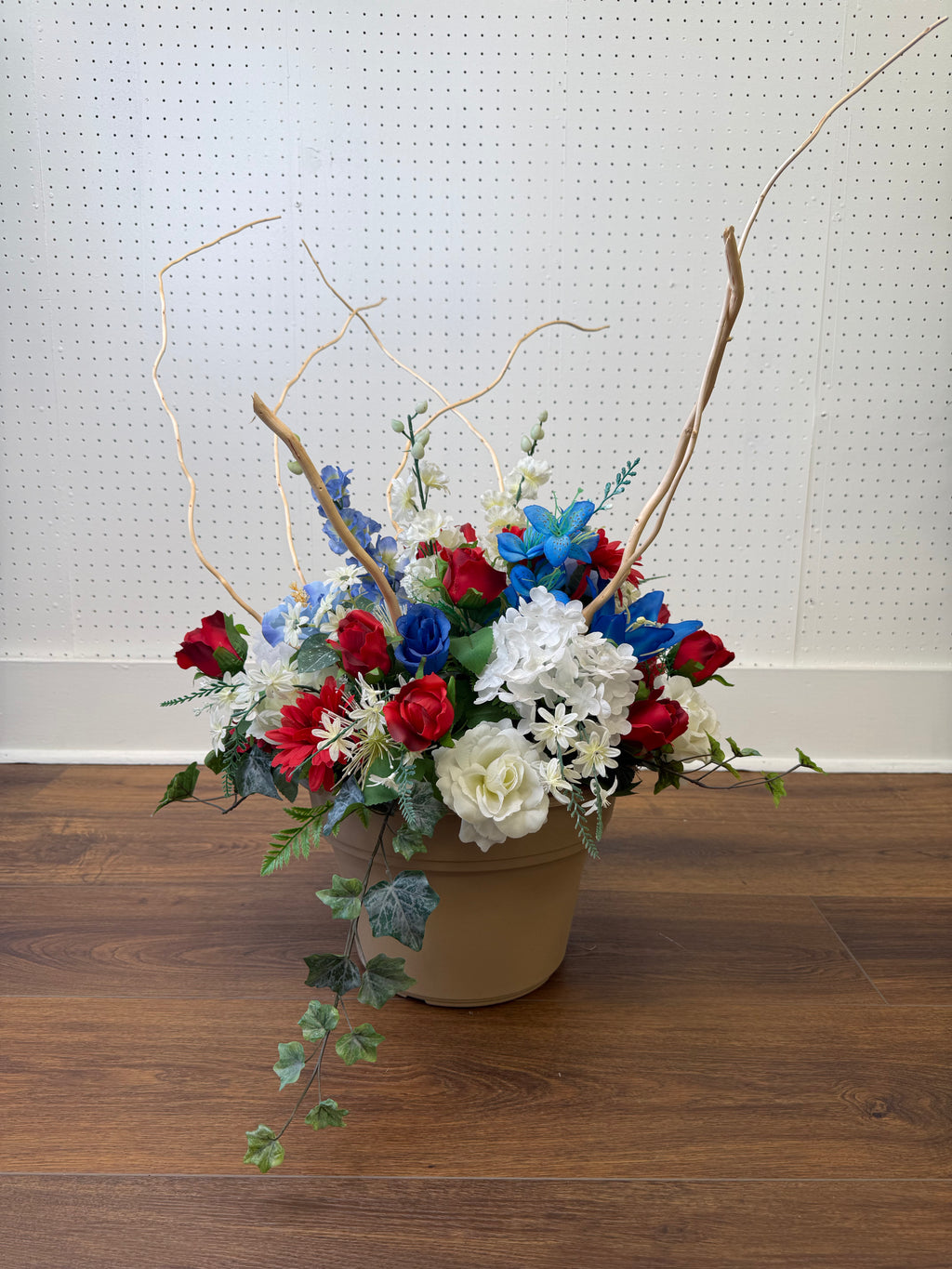 Patriotic Potted Garden Silk Arrangement