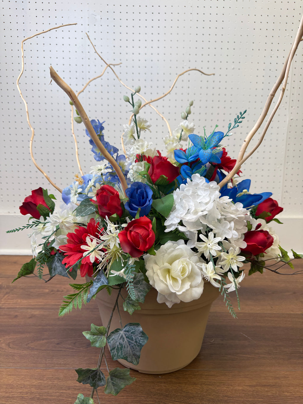 Patriotic Potted Garden Silk Arrangement